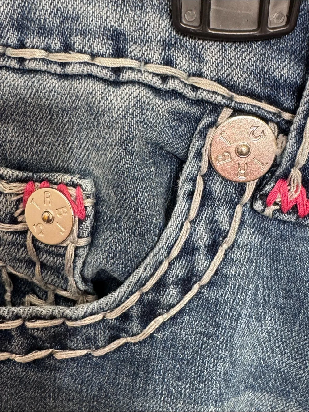 True Religion Rocco Relaxed Skinny with Pink Stitching